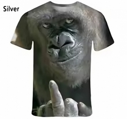 (image for) Silver Back Face 3d Printed T-shirt Men's and Women's Casual Short Sleeve